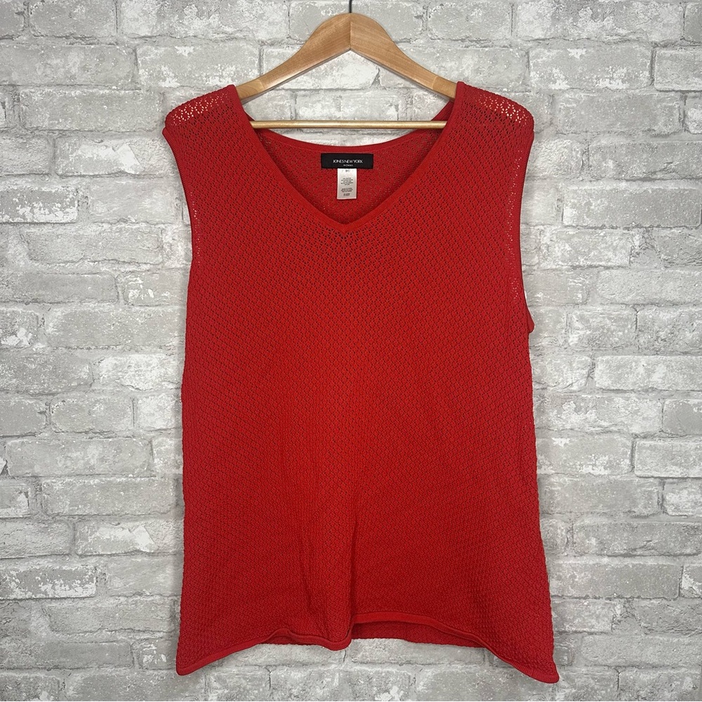 EUC Jones New York Red Sleeveless Sweater Tank Top  Size 3X *Used RN54050